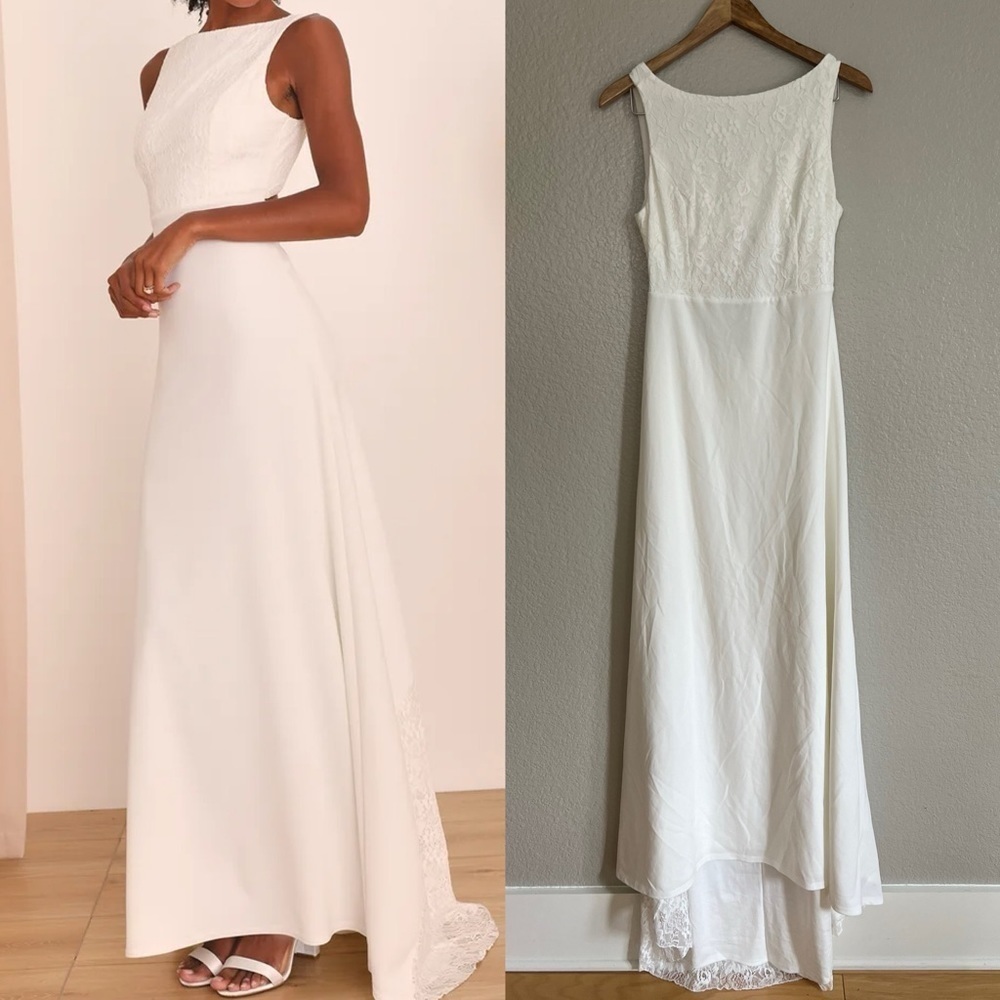 Radiant Forever White Lace Boat Neck Maxi Dress - Picture 1 of 8